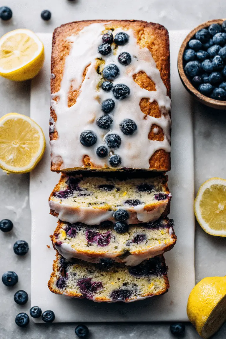 Moist Blueberry Zucchini Bread with a Lemon Glaze