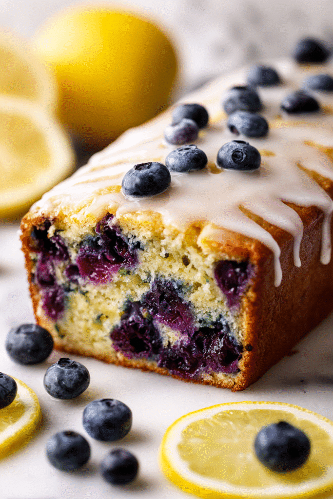 Moist Blueberry Zucchini Bread with a Lemon Glaze