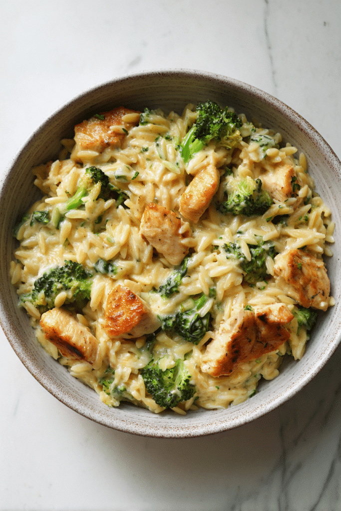 Cheesy Chicken Broccoli Orzo