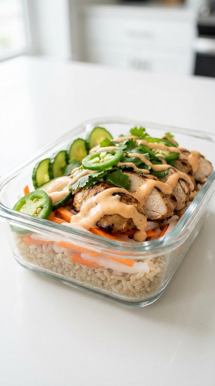 Chicken banh mi meal prep bowls