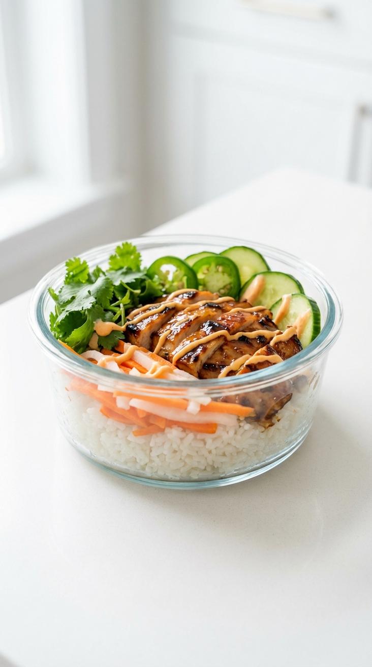 Chicken banh mi meal prep bowls