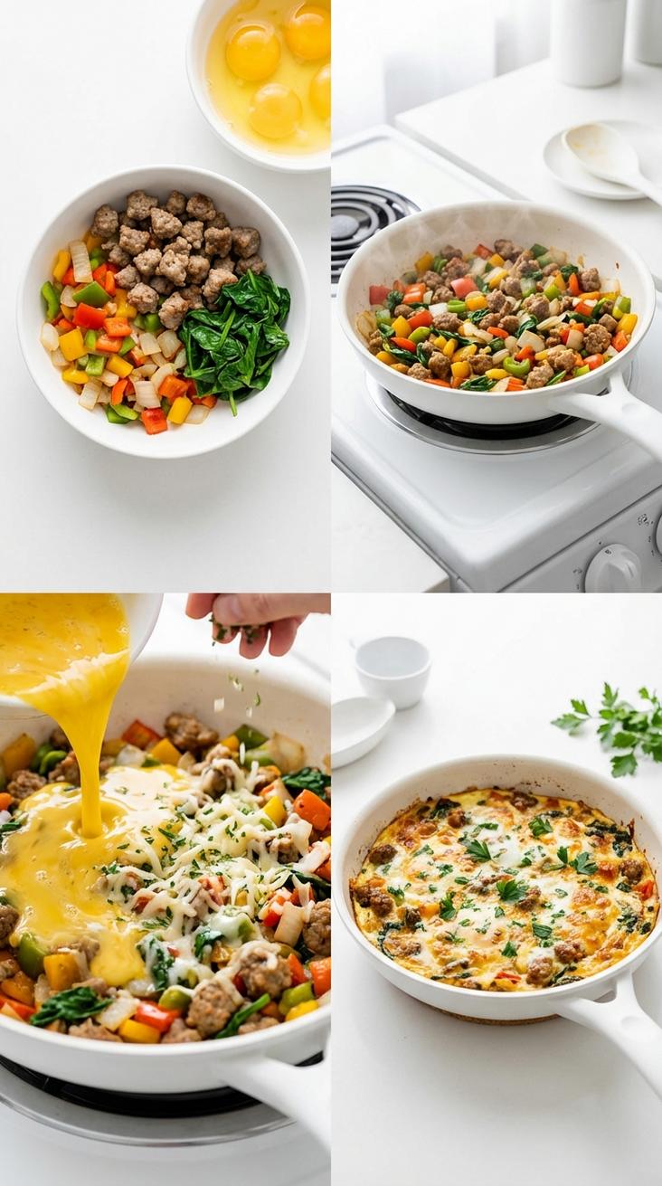 High protein breakfast meal prep egg bowls steps